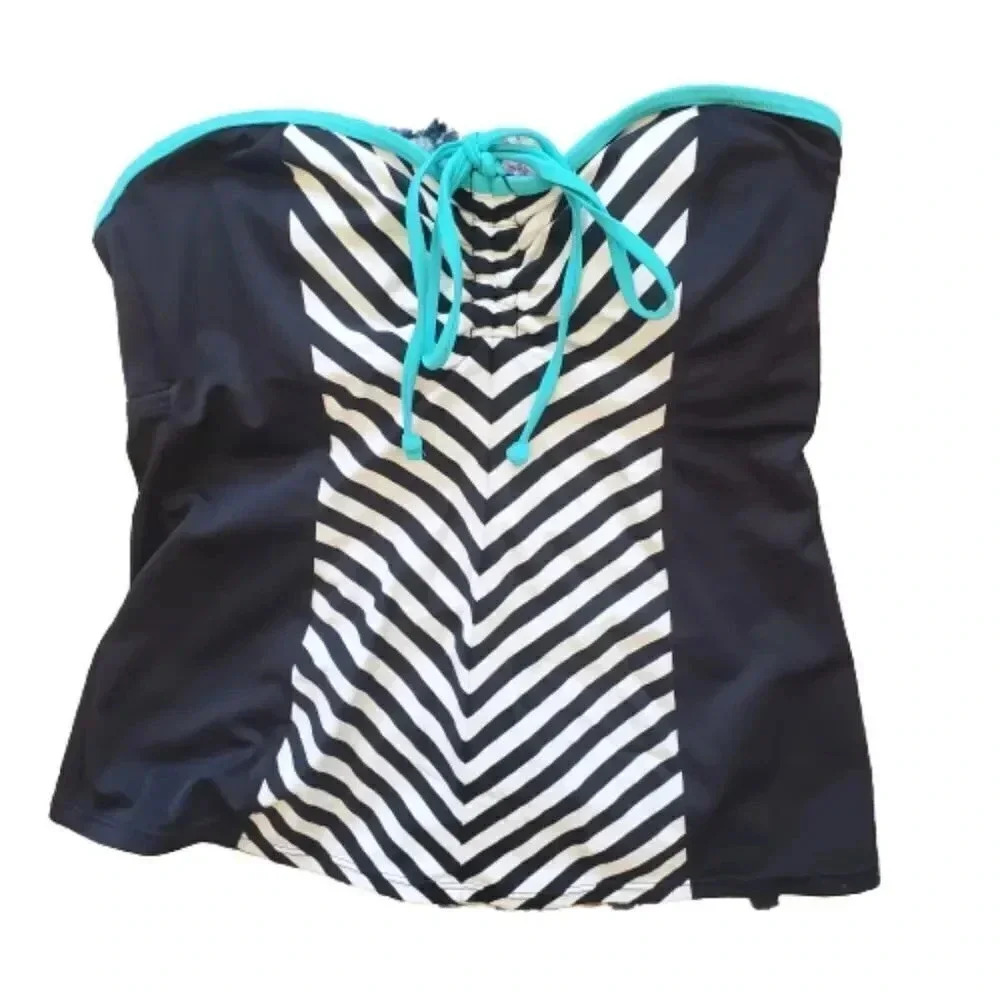 Joe Boxer black and blue striped tankini top Size Large